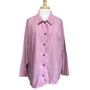 Linden Hill Chambray Jacket sz 3X Lavender Lightweight Cottagecore Soft Cozy